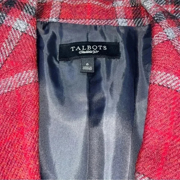 Talbots 100% Wool Blazer plaid, lined, single button closure, buisness wear - Picture 3 of 10